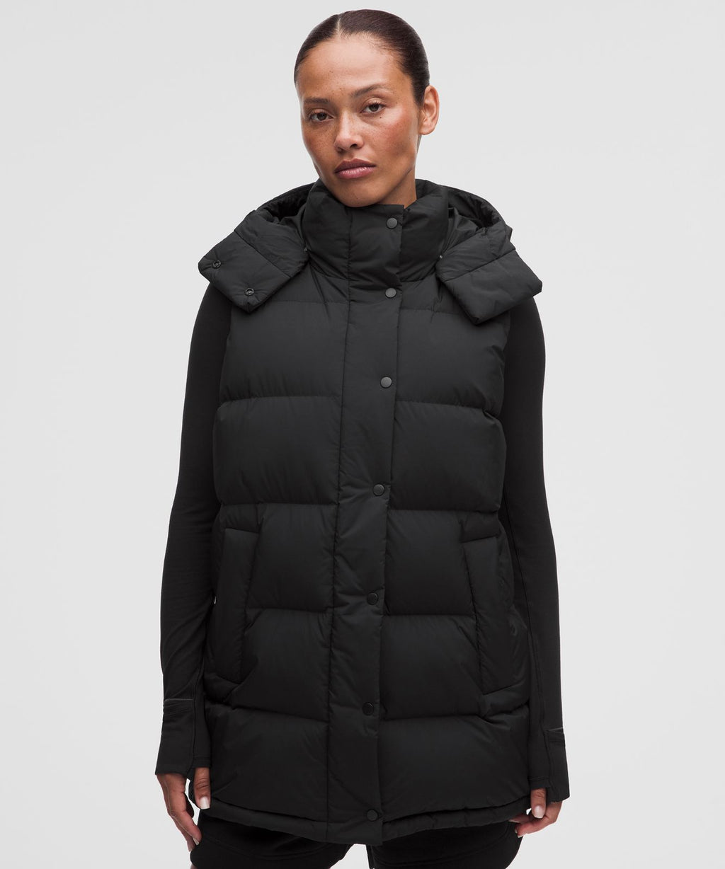 Wunder Puff 600-Down-Fill Mid-Length Vest Black