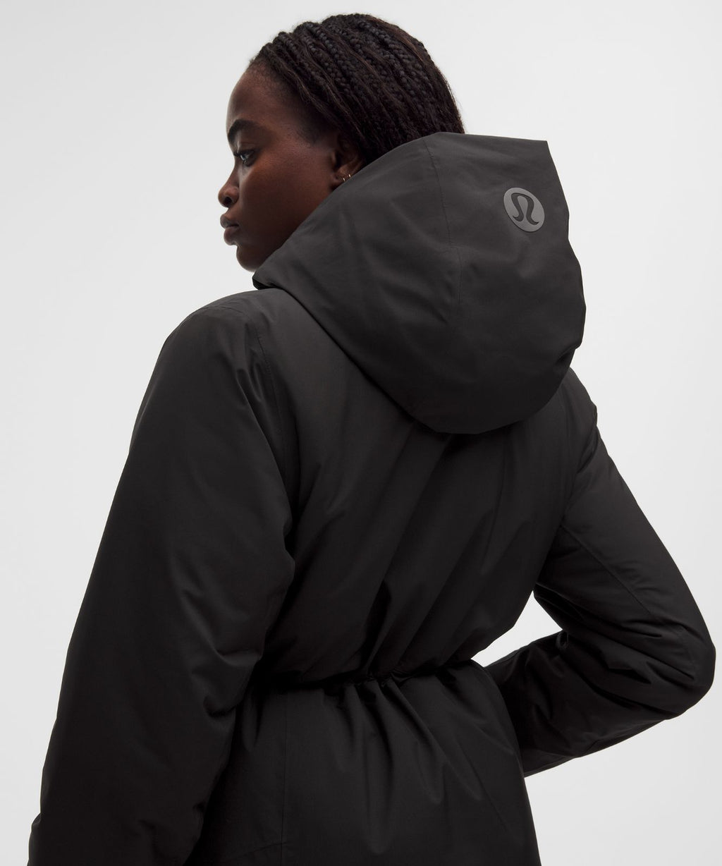 Waterproof Insulated Cinch-Waist Parka Black