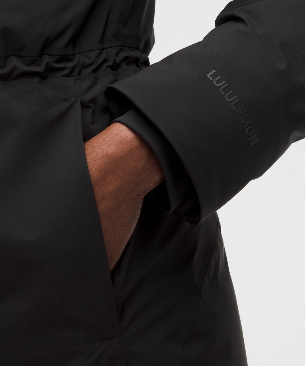 Waterproof Insulated Cinch-Waist Parka Black