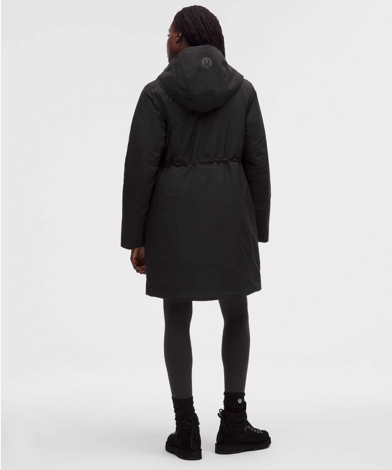 Waterproof Insulated Cinch-Waist Parka Black