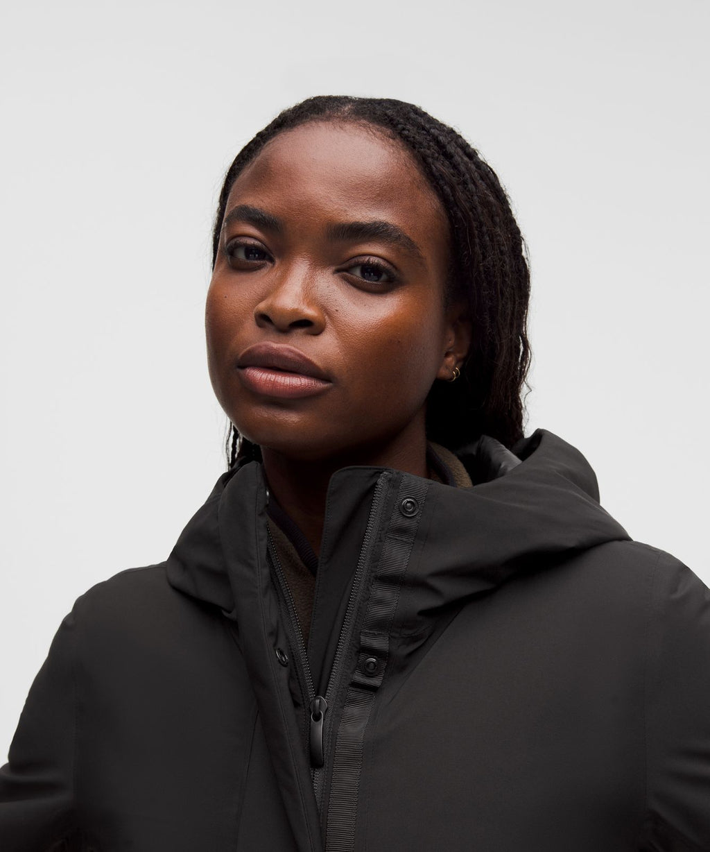 Waterproof Insulated Cinch-Waist Parka Black