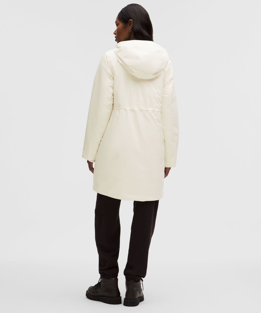 Waterproof Insulated Cinch-Waist Parka Light Ivory
