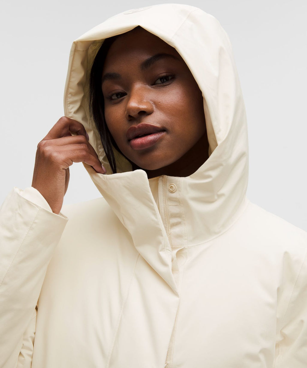 Waterproof Insulated Cinch-Waist Parka Light Ivory