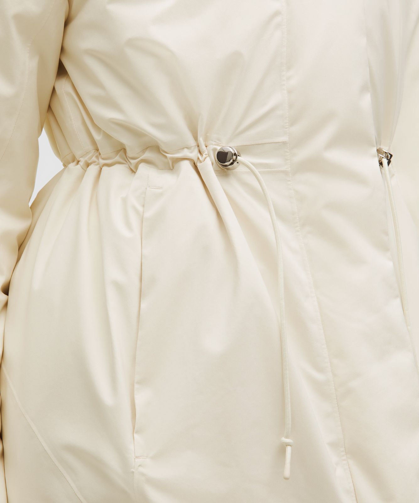 Waterproof Insulated Cinch-Waist Parka Light Ivory