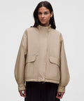 Oversized Cinch-Hem Reversible Jacket Light Ivory/Wacky Khaki