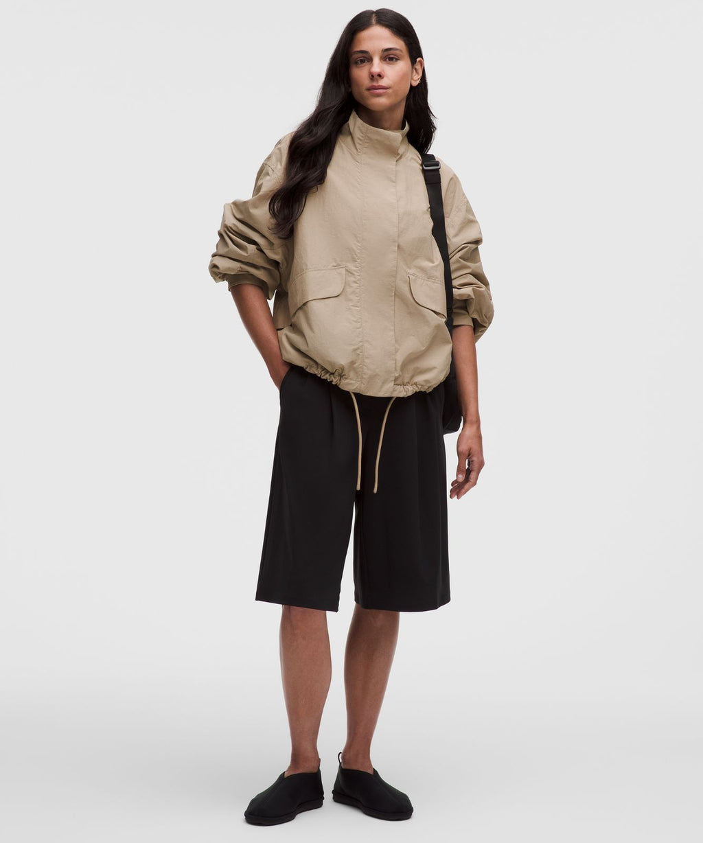 Oversized Cinch-Hem Reversible Jacket Light Ivory/Wacky Khaki