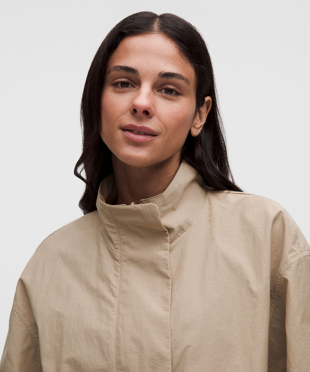 Oversized Cinch-Hem Reversible Jacket Light Ivory/Wacky Khaki