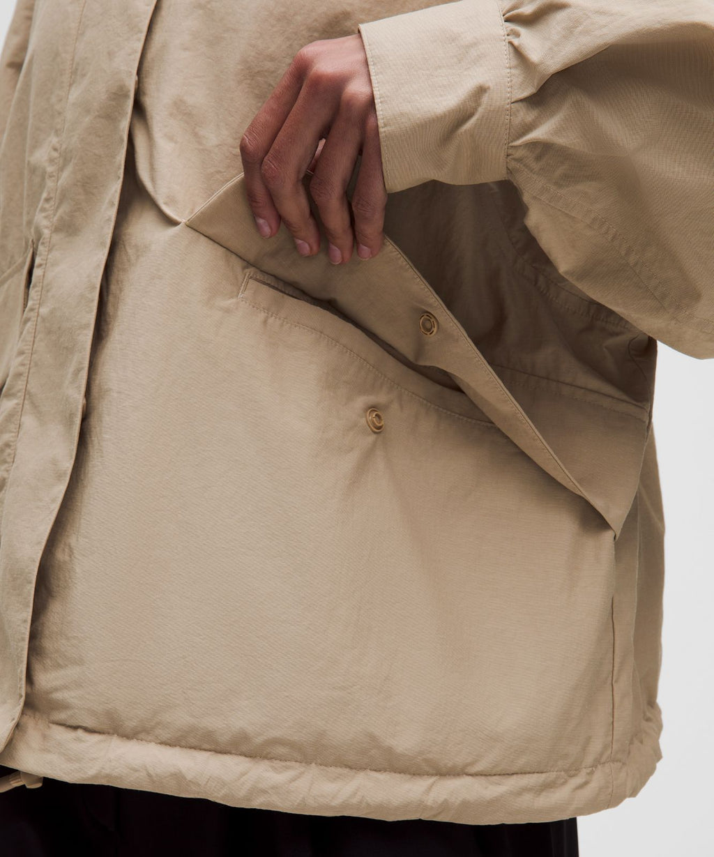 Oversized Cinch-Hem Reversible Jacket Light Ivory/Wacky Khaki