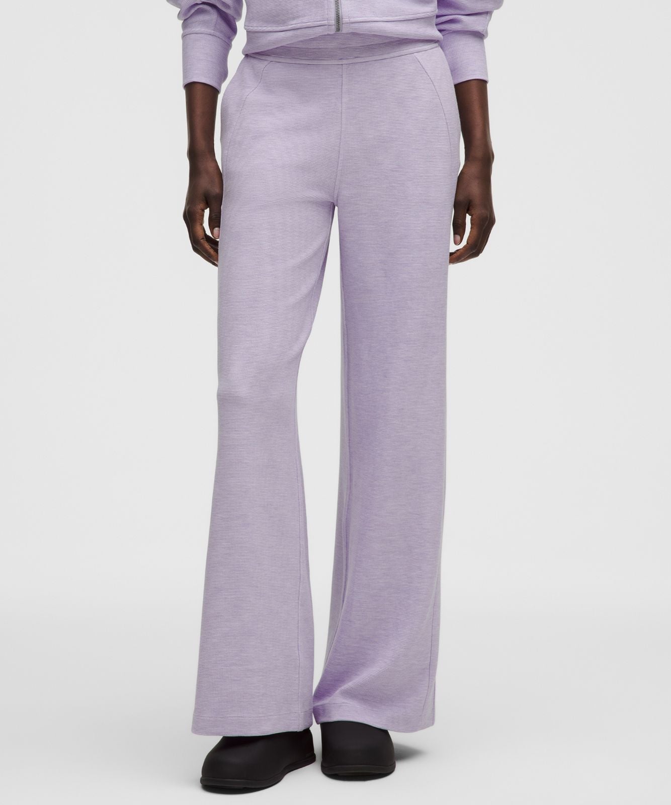 Scuba Mid-Rise Wide-Leg Pant *Waffle Heathered Faint Lavender