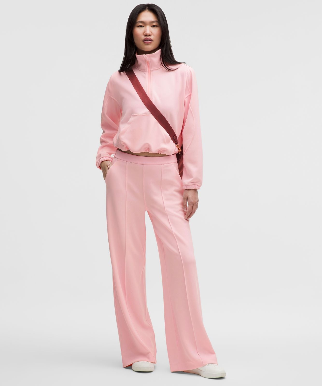 Brushed Softstreme Pintuck High-Rise Wide-Leg Pant *Regular Foam Cloud