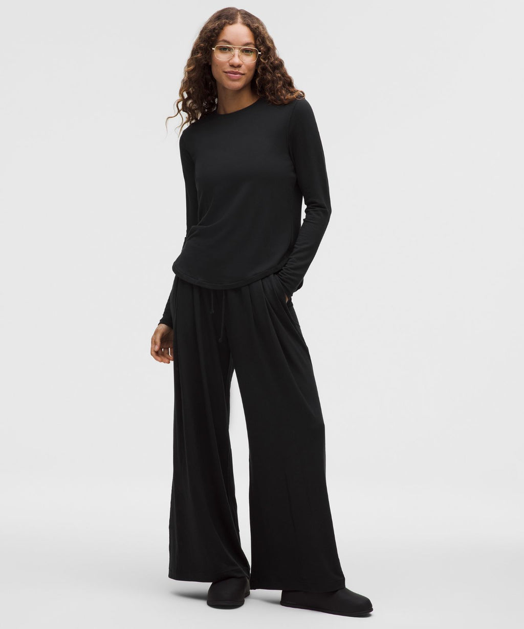 BeCalm High-Rise Pleated Extra-Wide Leg Pant Black