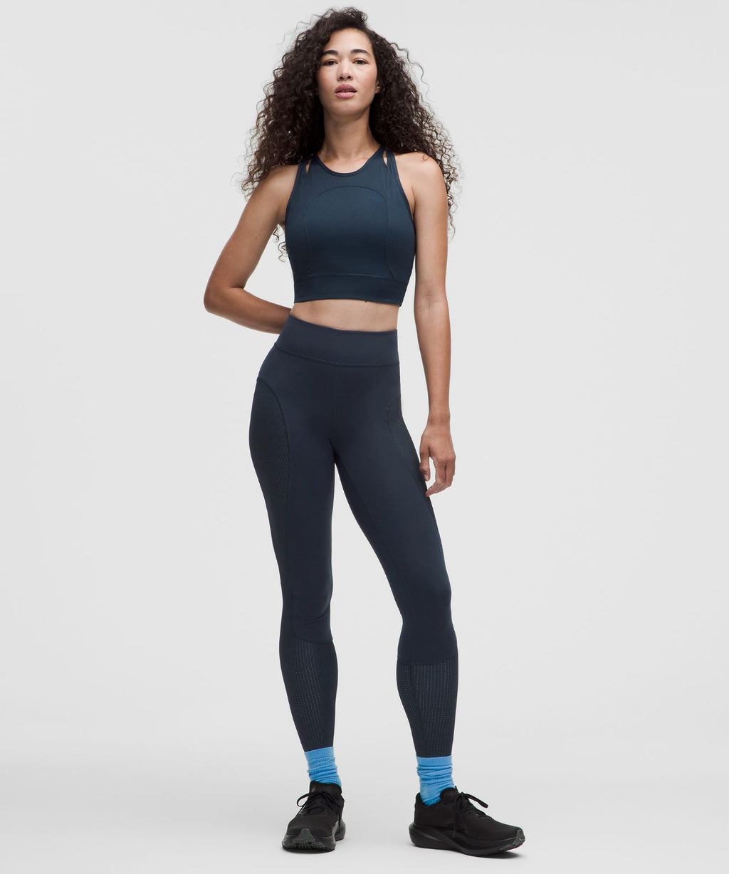 Mesh-Panelled High-Rise Tight 28" *SLNSH Collection True Navy