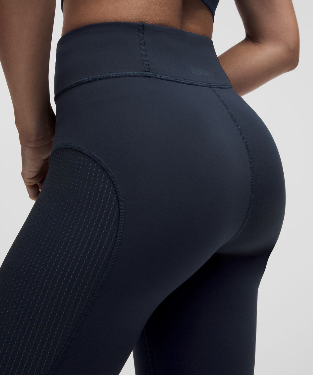 Mesh-Panelled High-Rise Tight 28" *SLNSH Collection True Navy