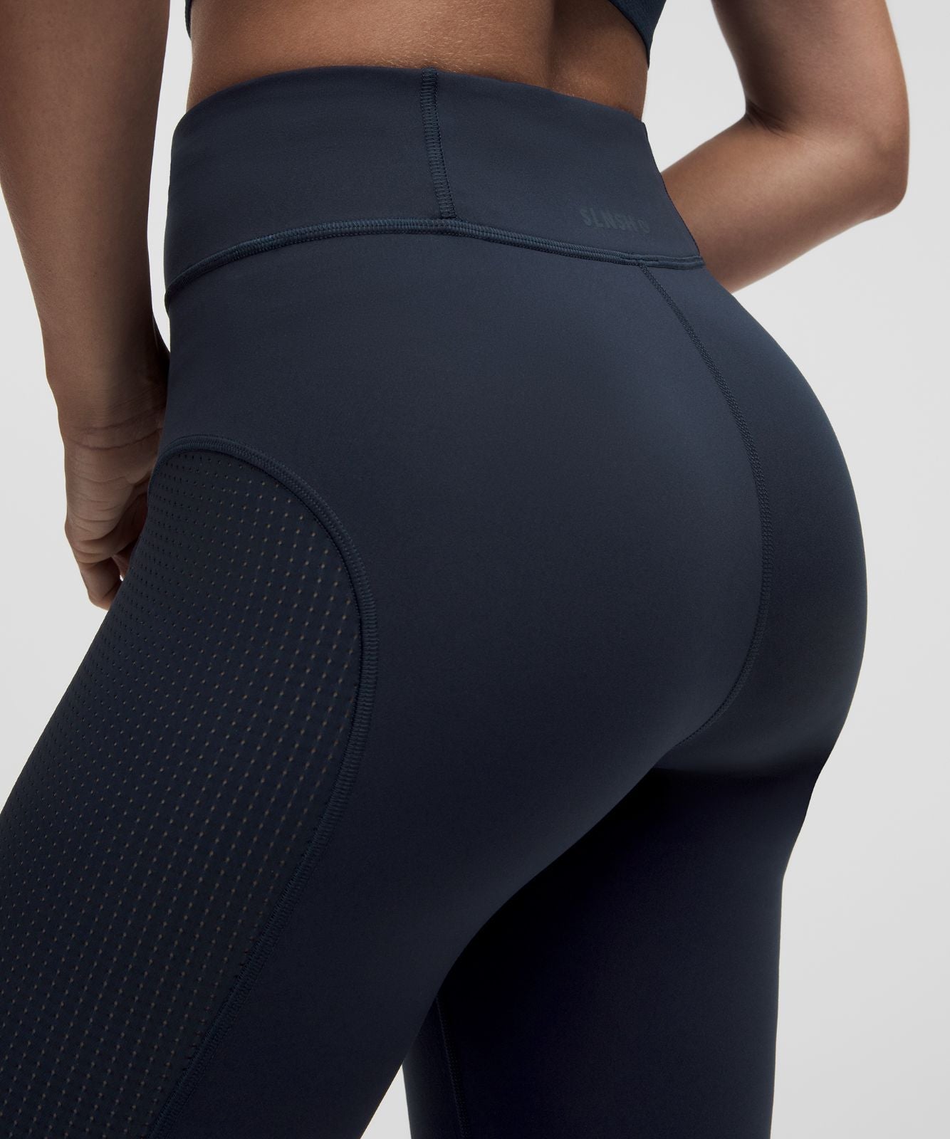 Mesh-Panelled High-Rise Tight 28" *SLNSH Collection True Navy