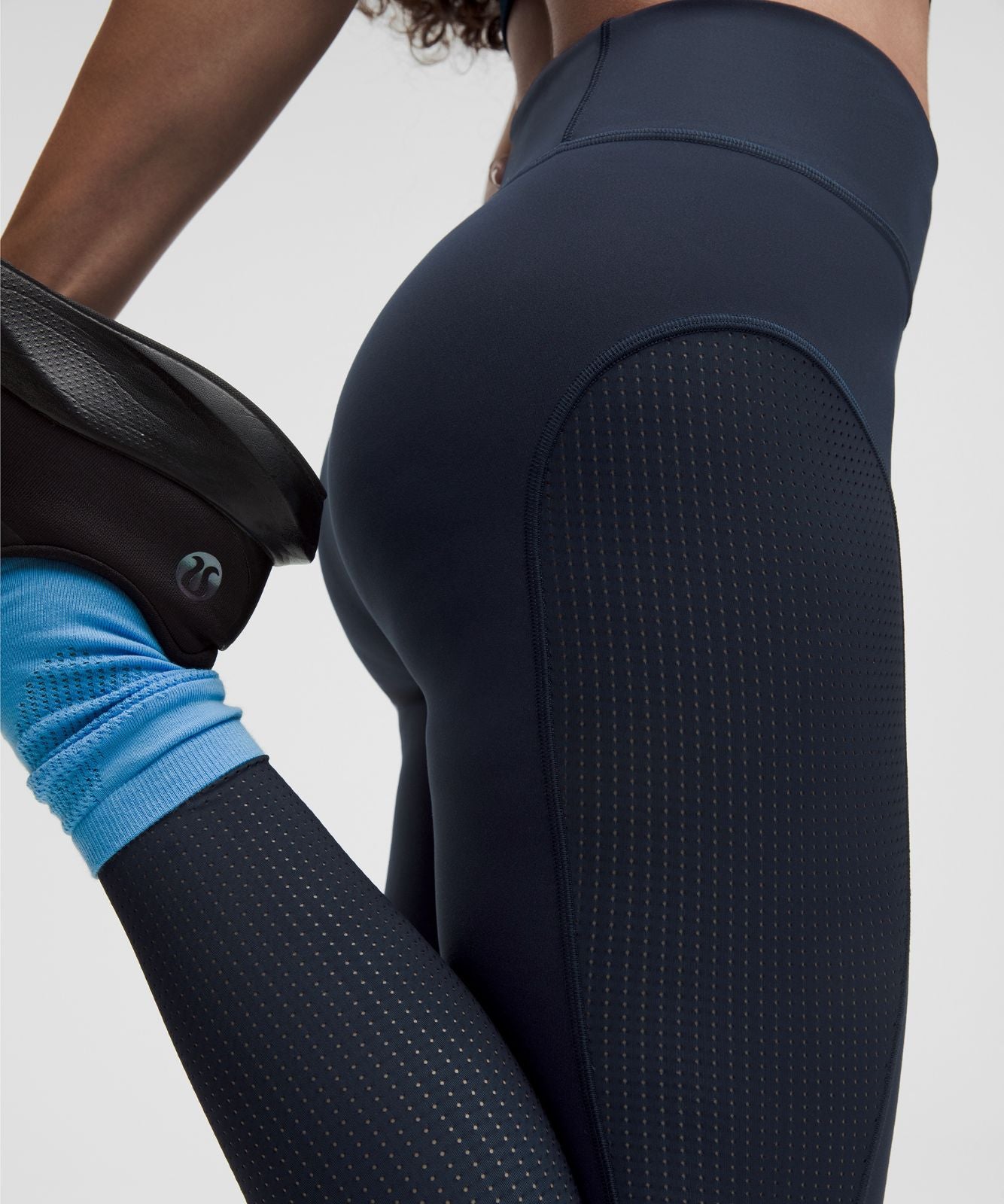 Mesh-Panelled High-Rise Tight 28" *SLNSH Collection True Navy