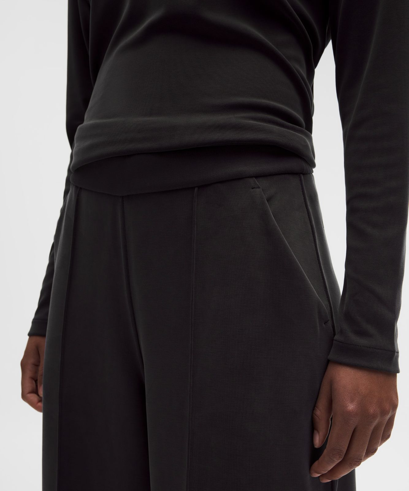 Softstreme Pintuck High-Rise Wide-Leg Pant *Regular Black