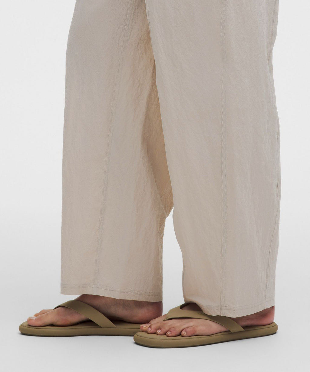 Crinkle Nylon Mid-Rise Barrel-Leg Pant Downtown Tan