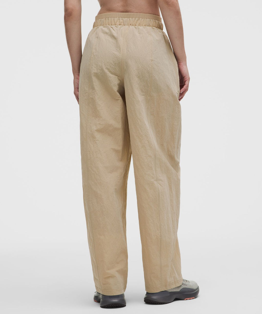 Crinkle Nylon Mid-Rise Barrel-Leg Pant Rumble Crumble