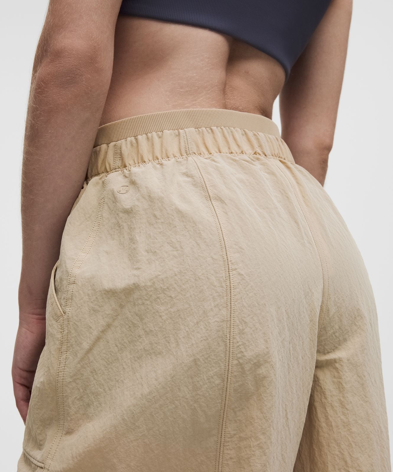 Crinkle Nylon Mid-Rise Barrel-Leg Pant Rumble Crumble