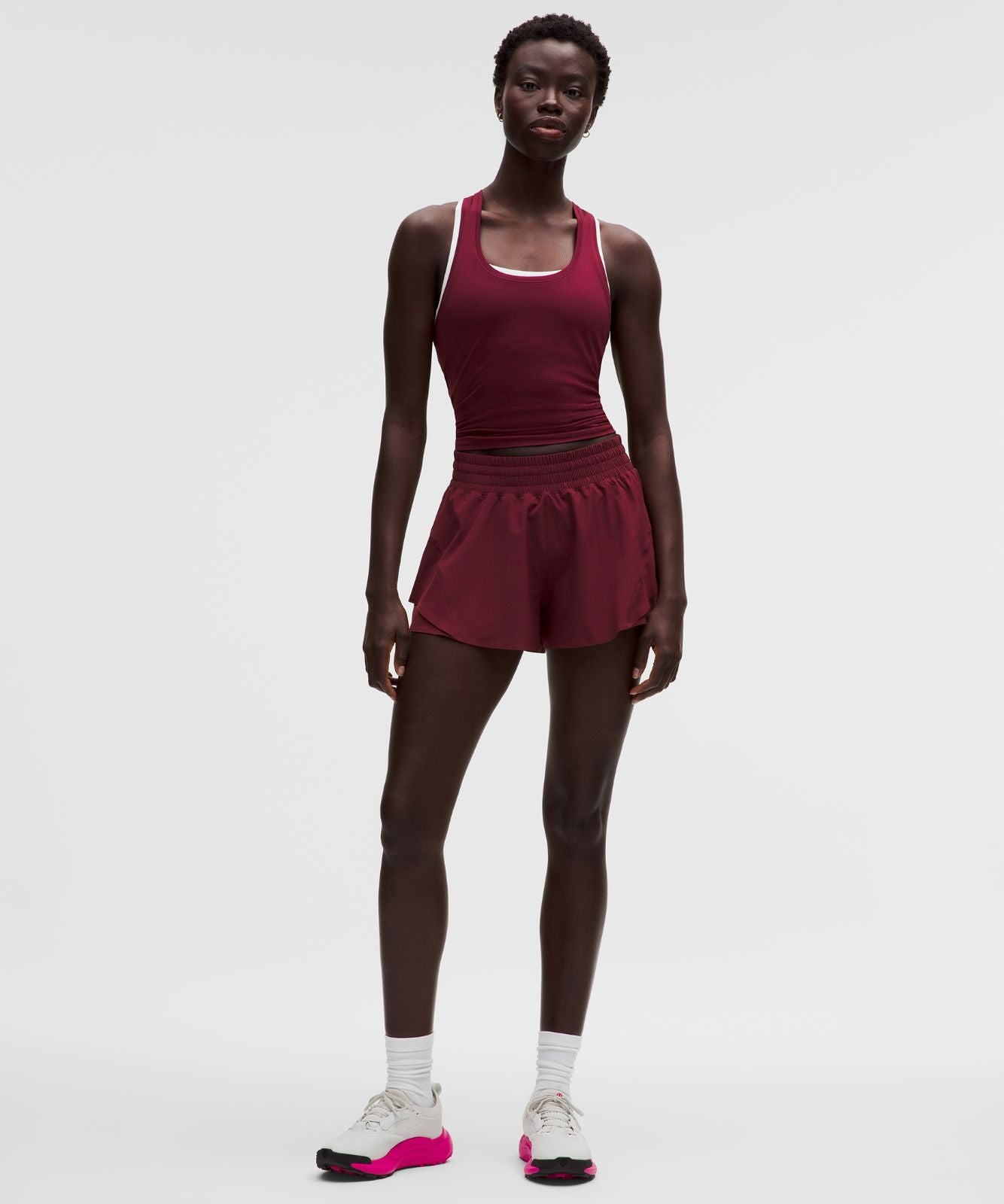 Shake It Out High-Rise Running Short 2.5" Burgundy Bay