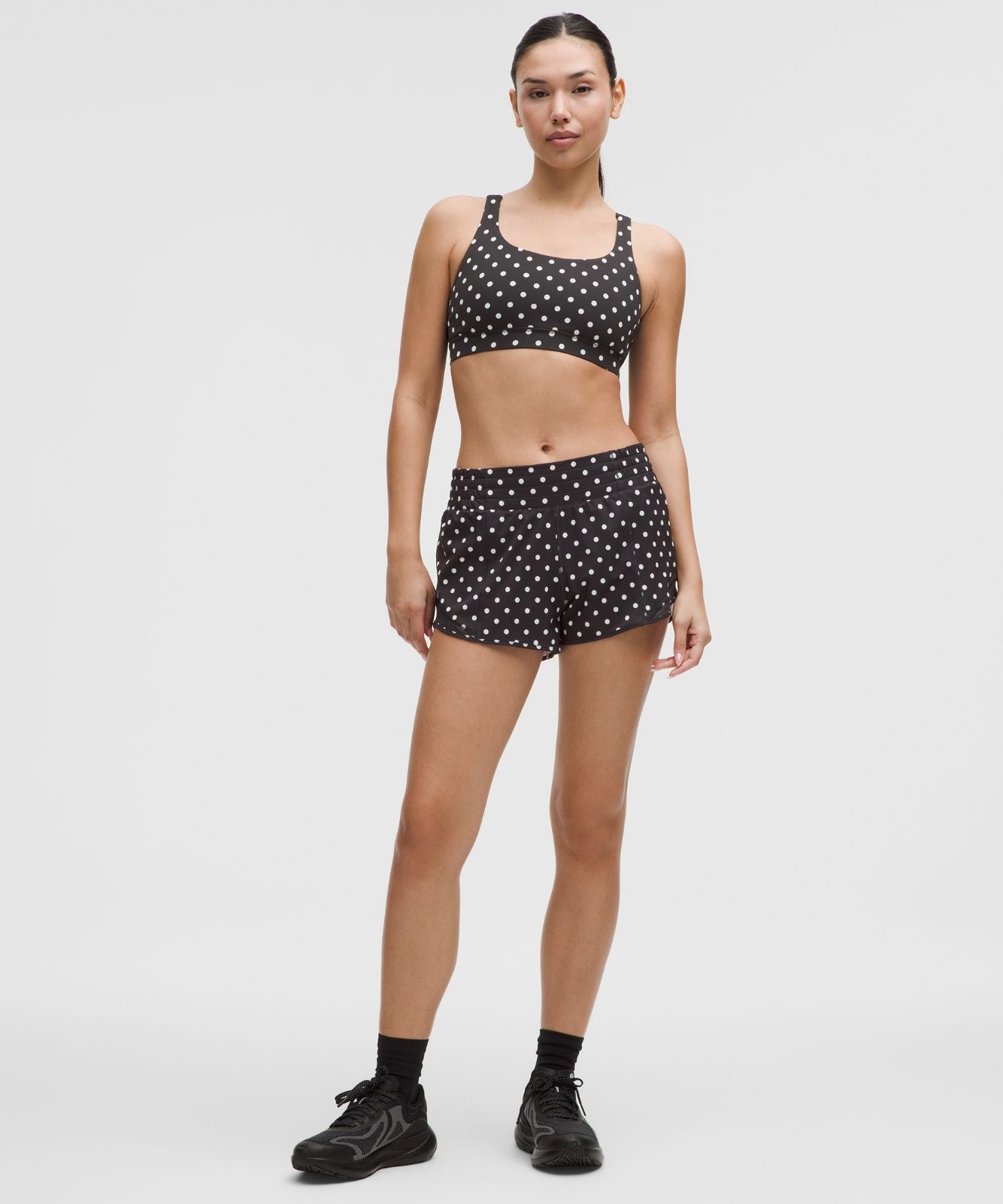 Hotty Hot High-Rise Lined Short 2.5" Simple Polka White Black