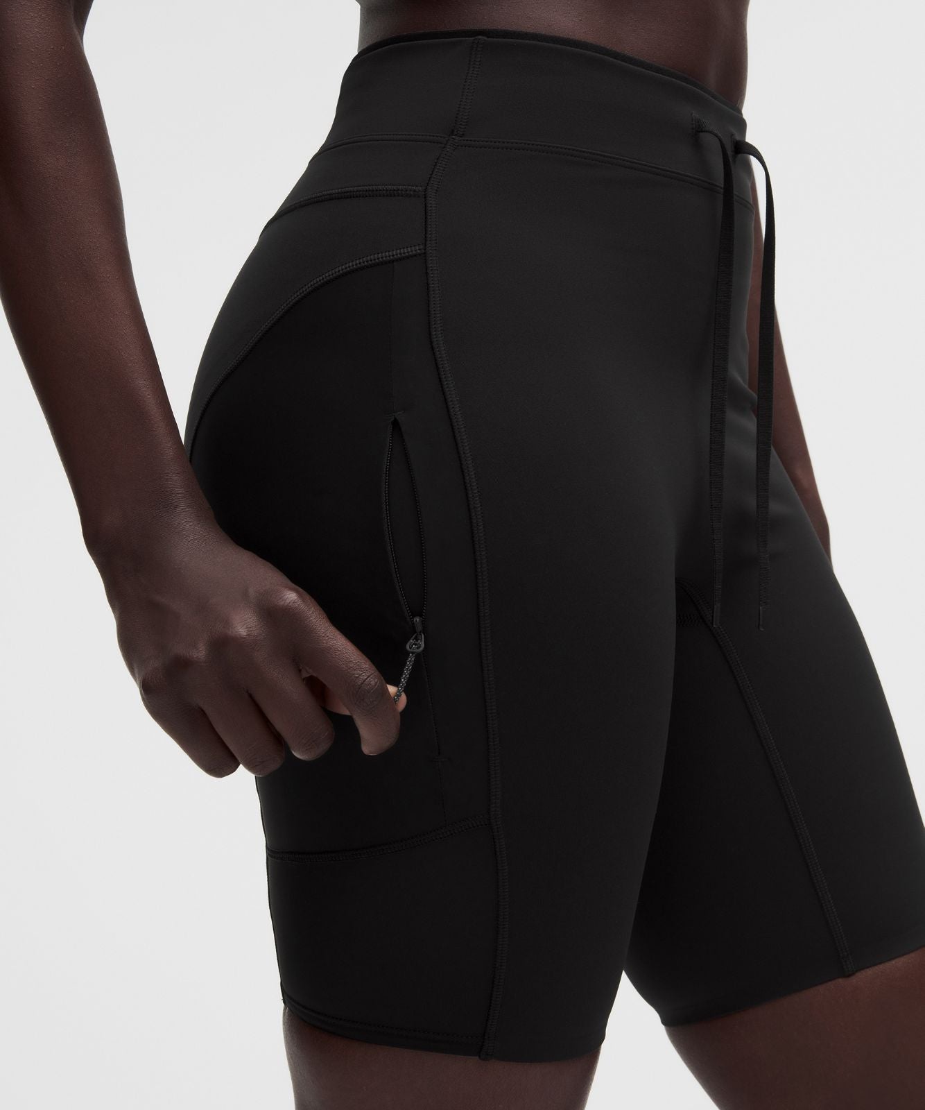 No Line High-Rise Running Short 8" Black