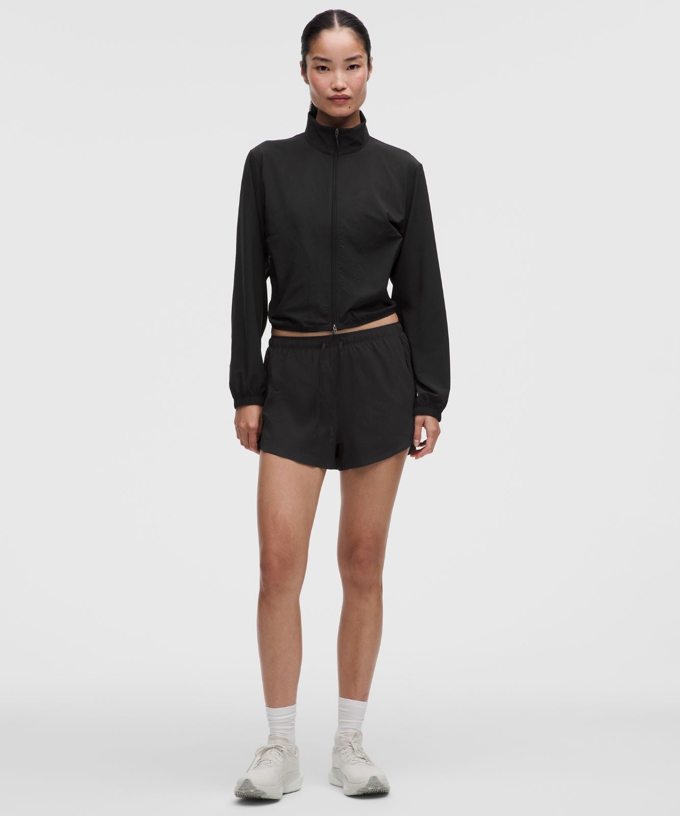Textured Mesh High-Rise Running Short 2.5" Black