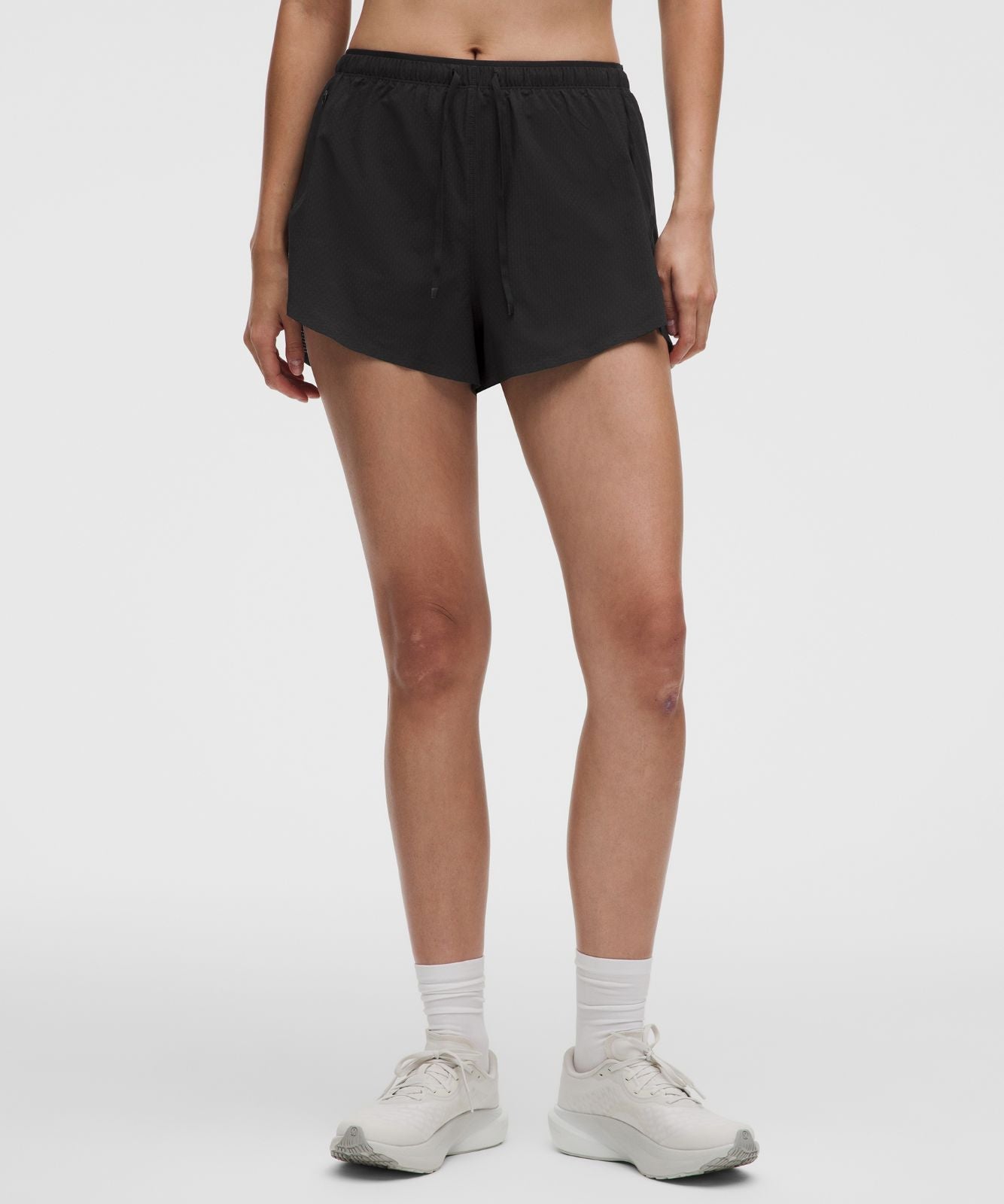 Textured Mesh High-Rise Running Short 2.5" Black