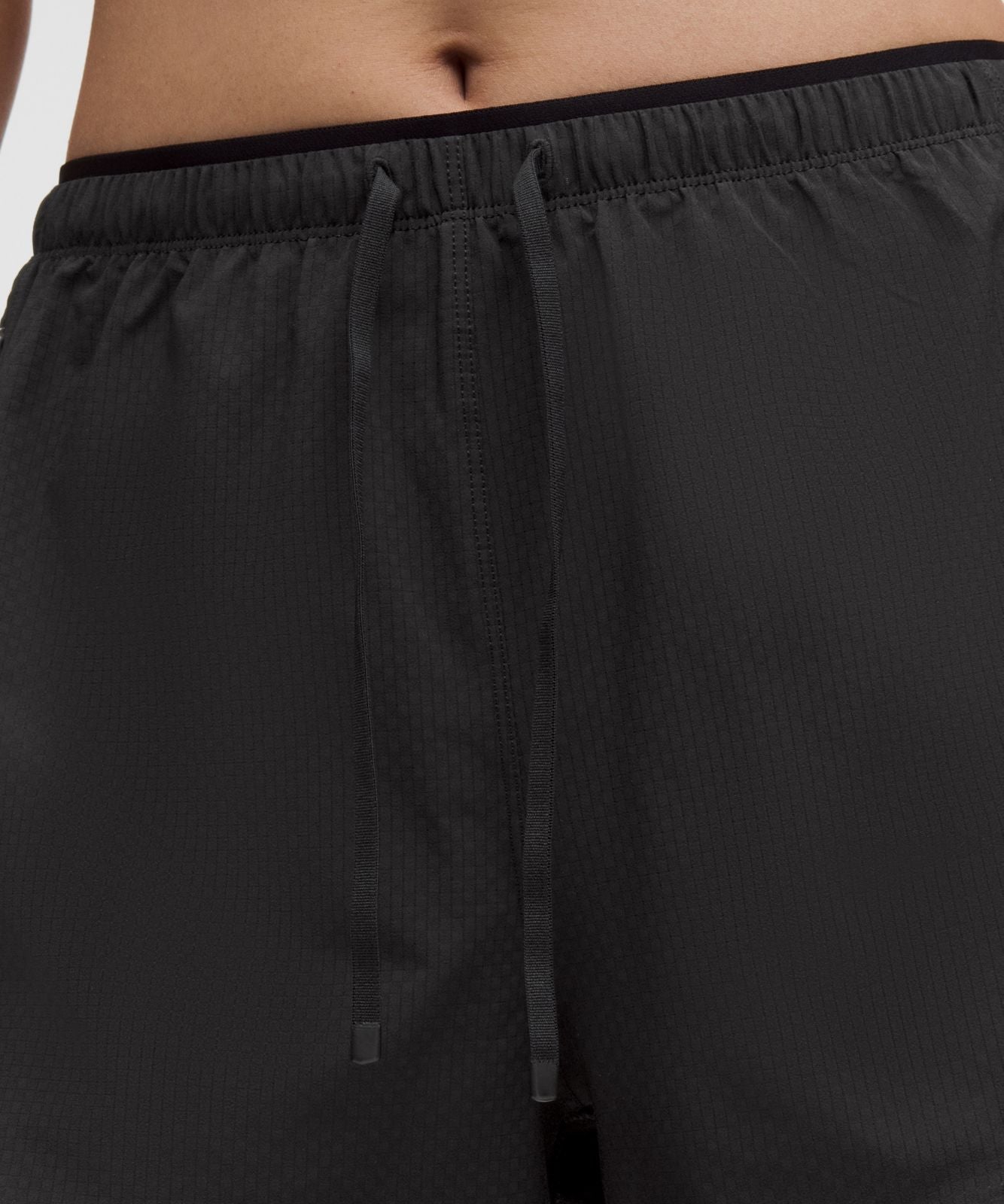 Textured Mesh High-Rise Running Short 2.5" Black