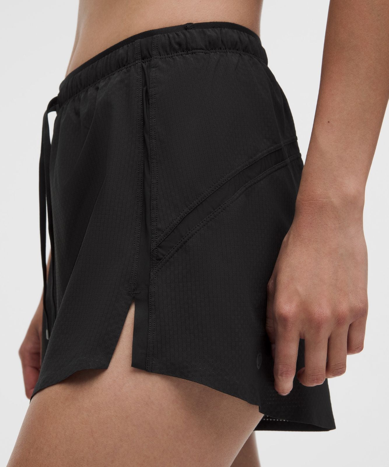 Textured Mesh High-Rise Running Short 2.5" Black
