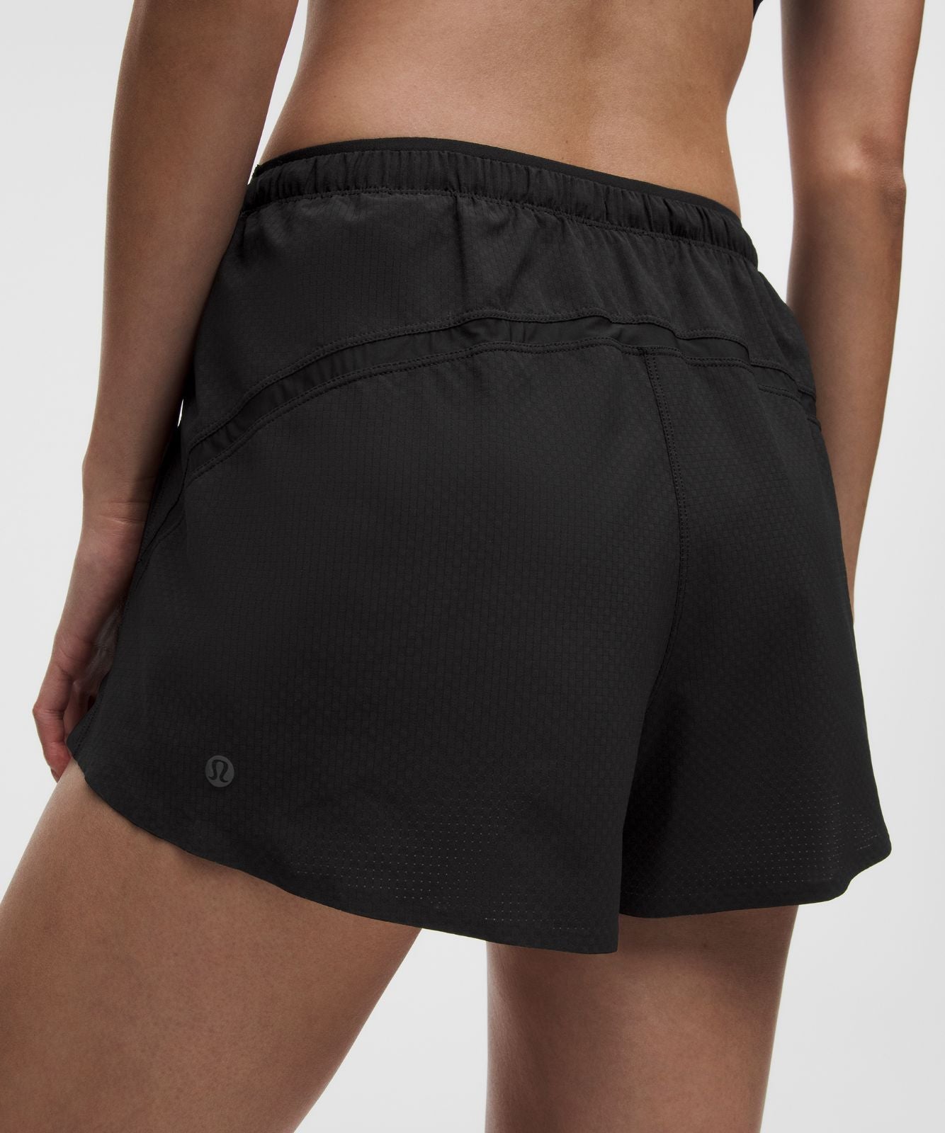Textured Mesh High-Rise Running Short 2.5" Black