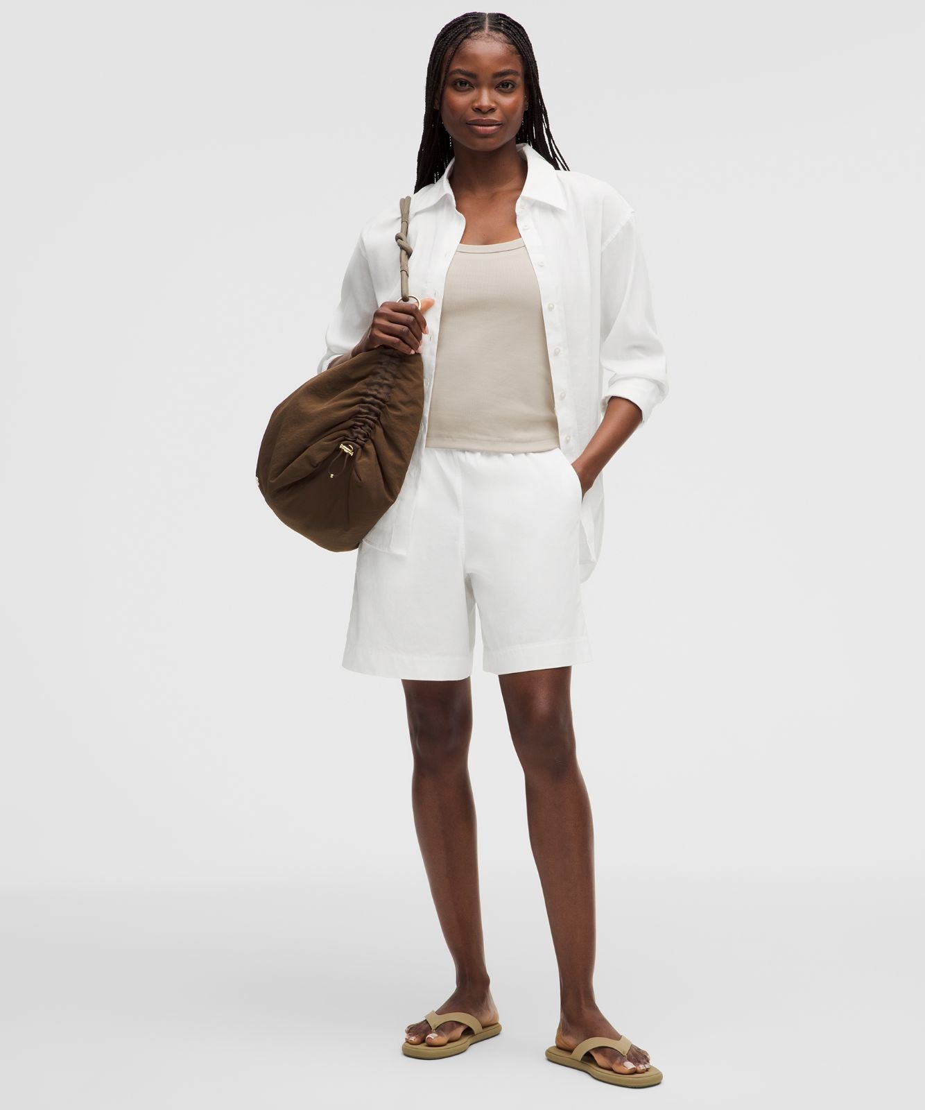 LuluLinen High-Rise Relaxed-Fit Short 7" White