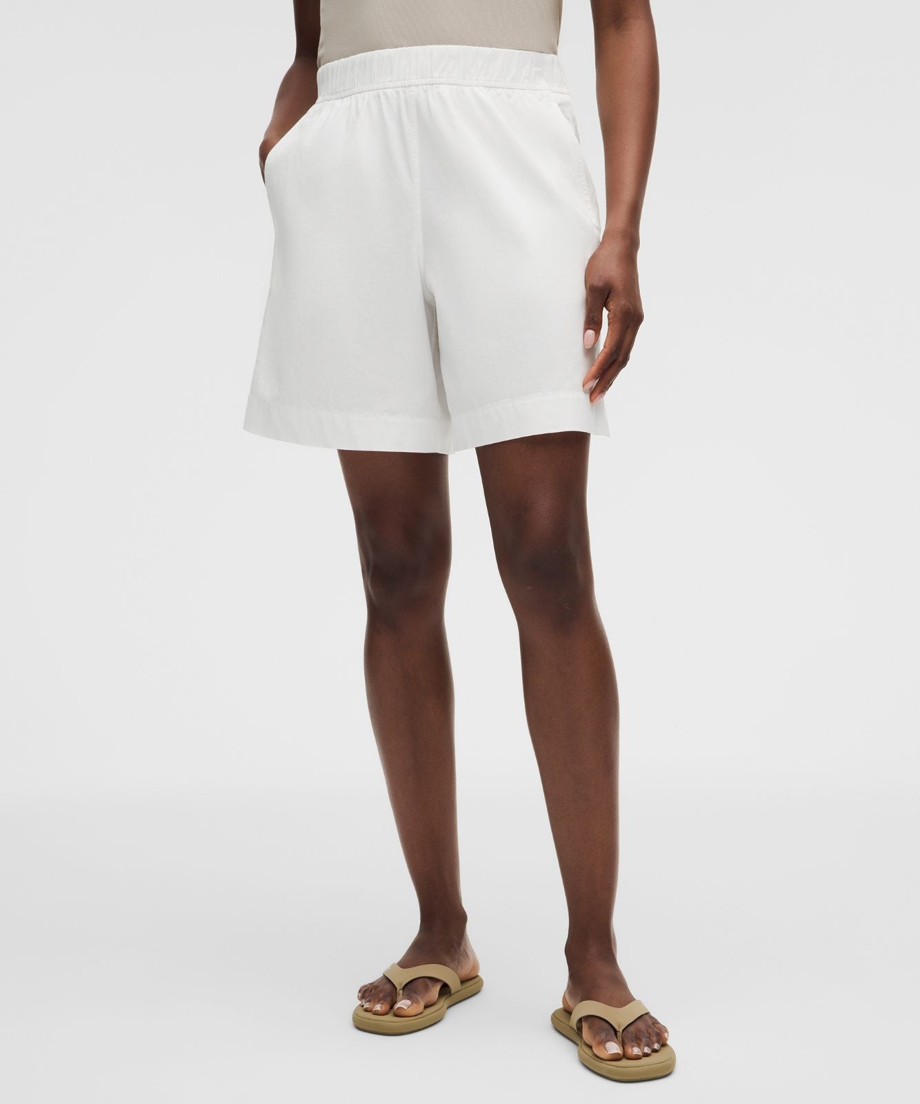 LuluLinen High-Rise Relaxed-Fit Short 7" White
