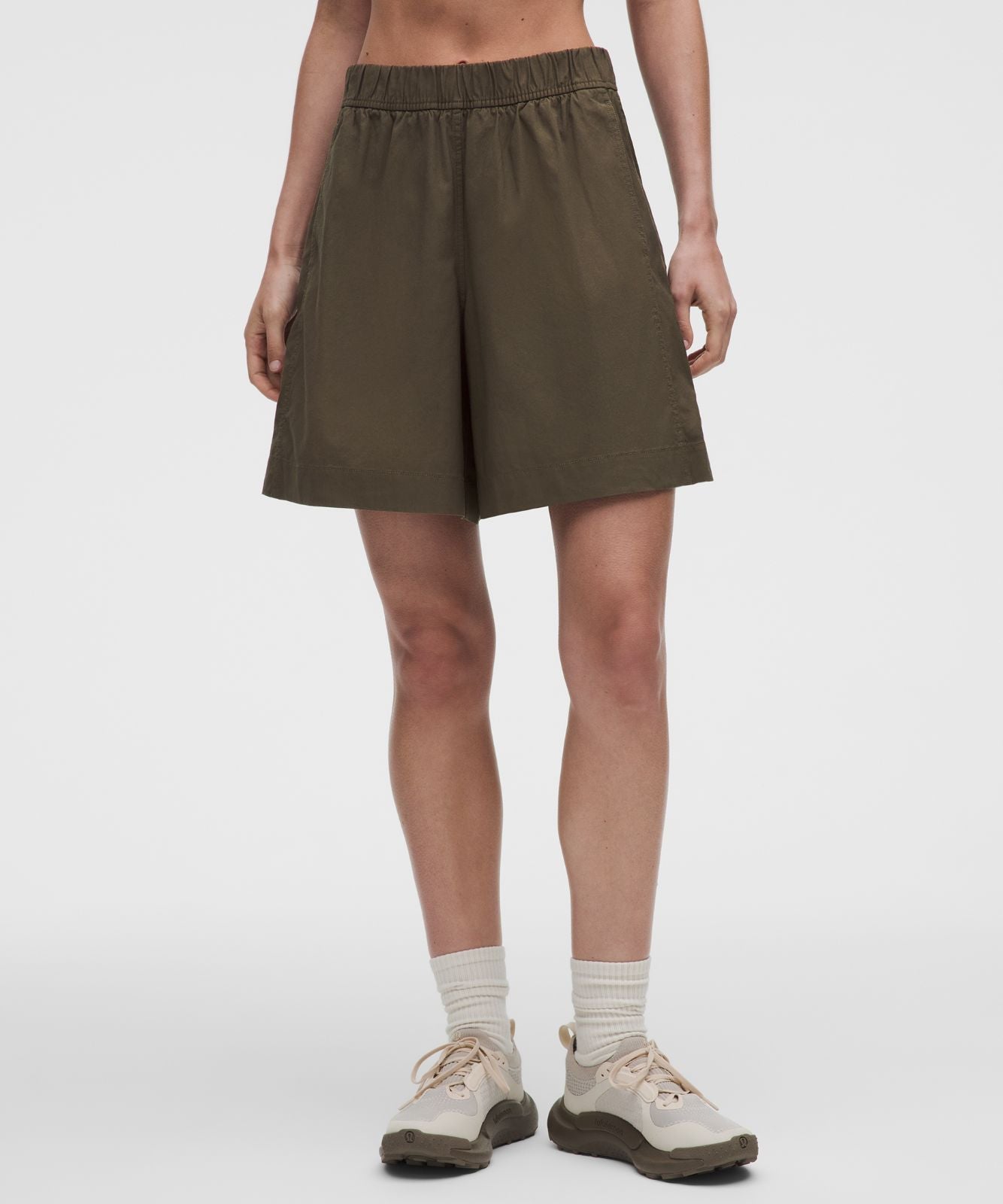 LuluLinen High-Rise Relaxed-Fit Short 7" Olive Brown