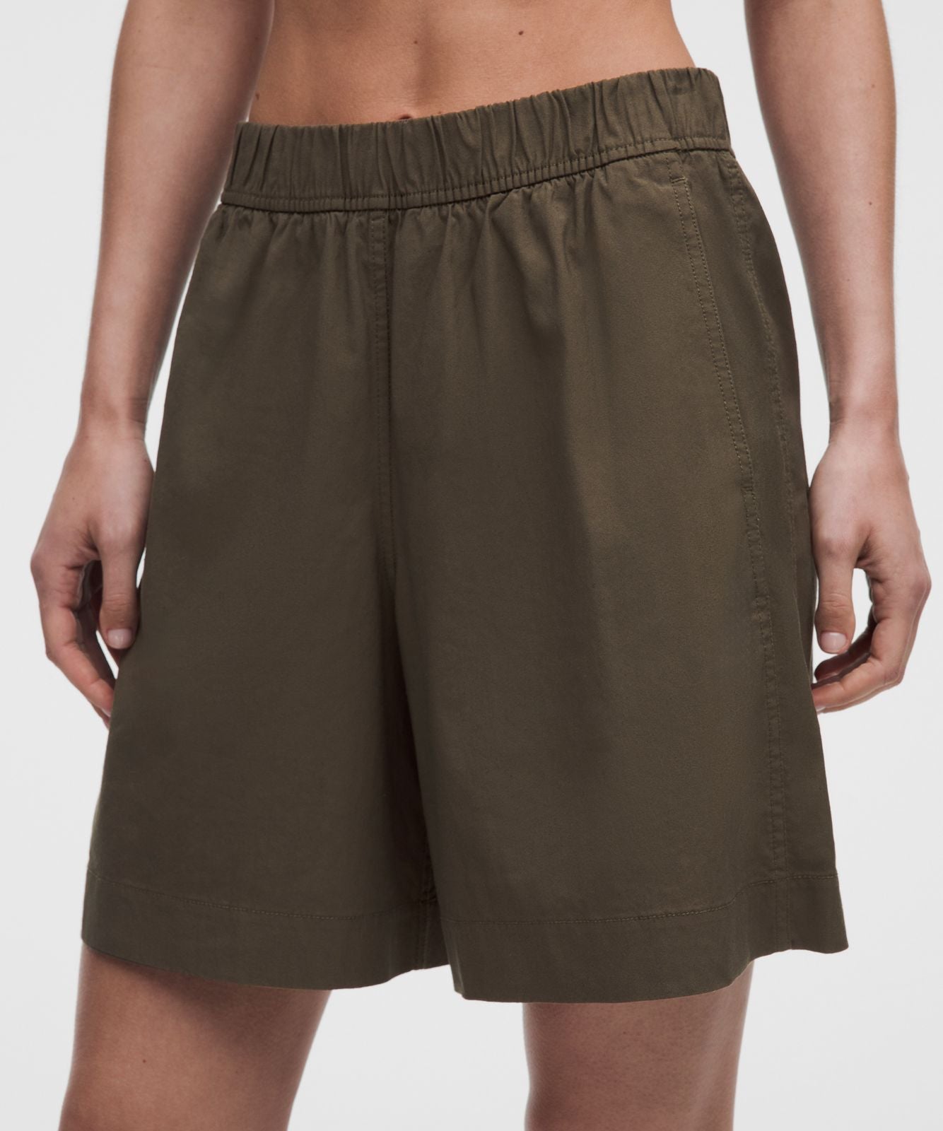 LuluLinen High-Rise Relaxed-Fit Short 7" Olive Brown