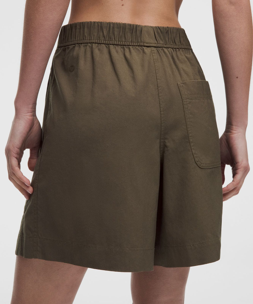 LuluLinen High-Rise Relaxed-Fit Short 7" Olive Brown