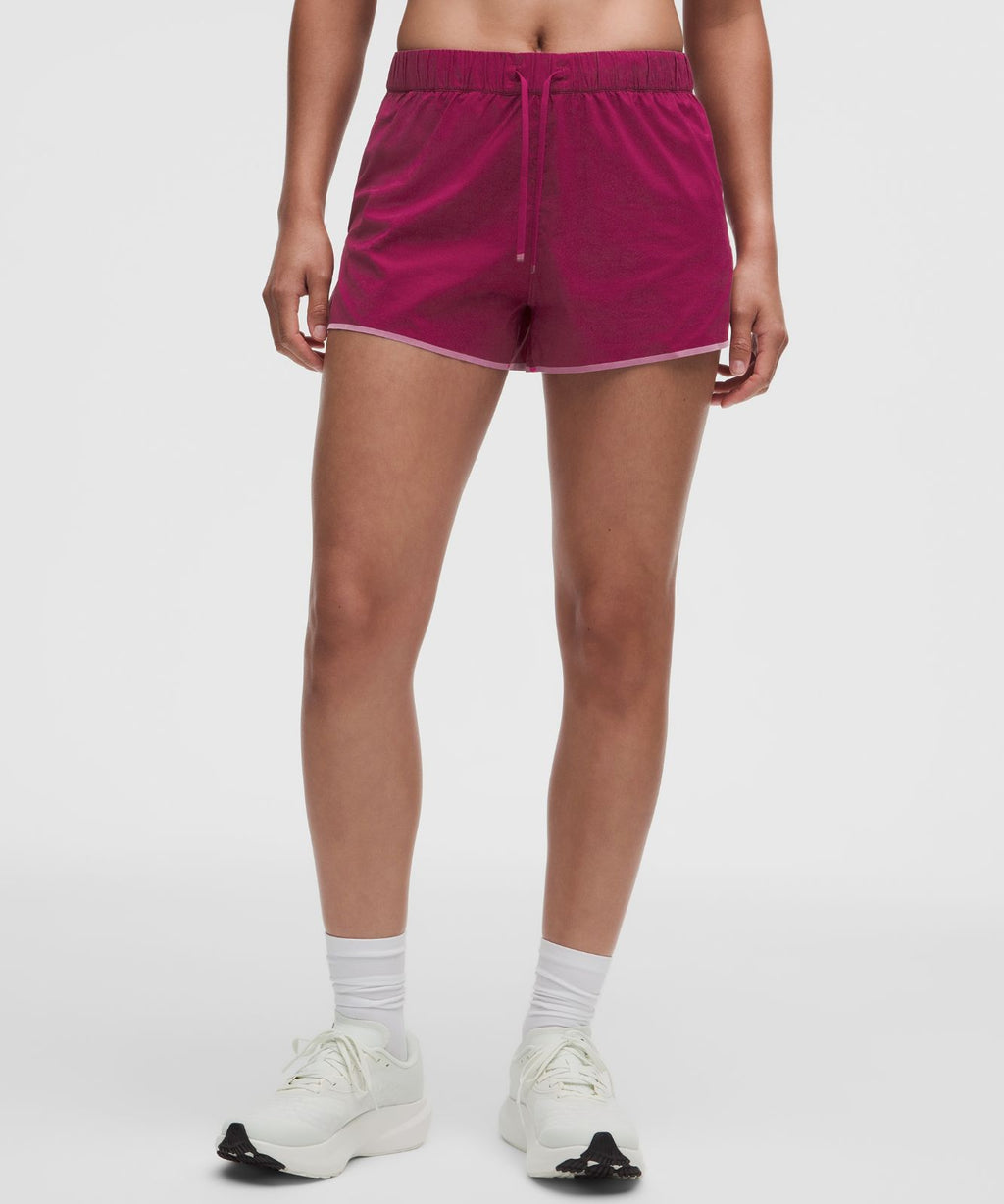 Two-Toned Mid-Rise Track Short 3" Raspberry Rave/Flamingo Fun Tone