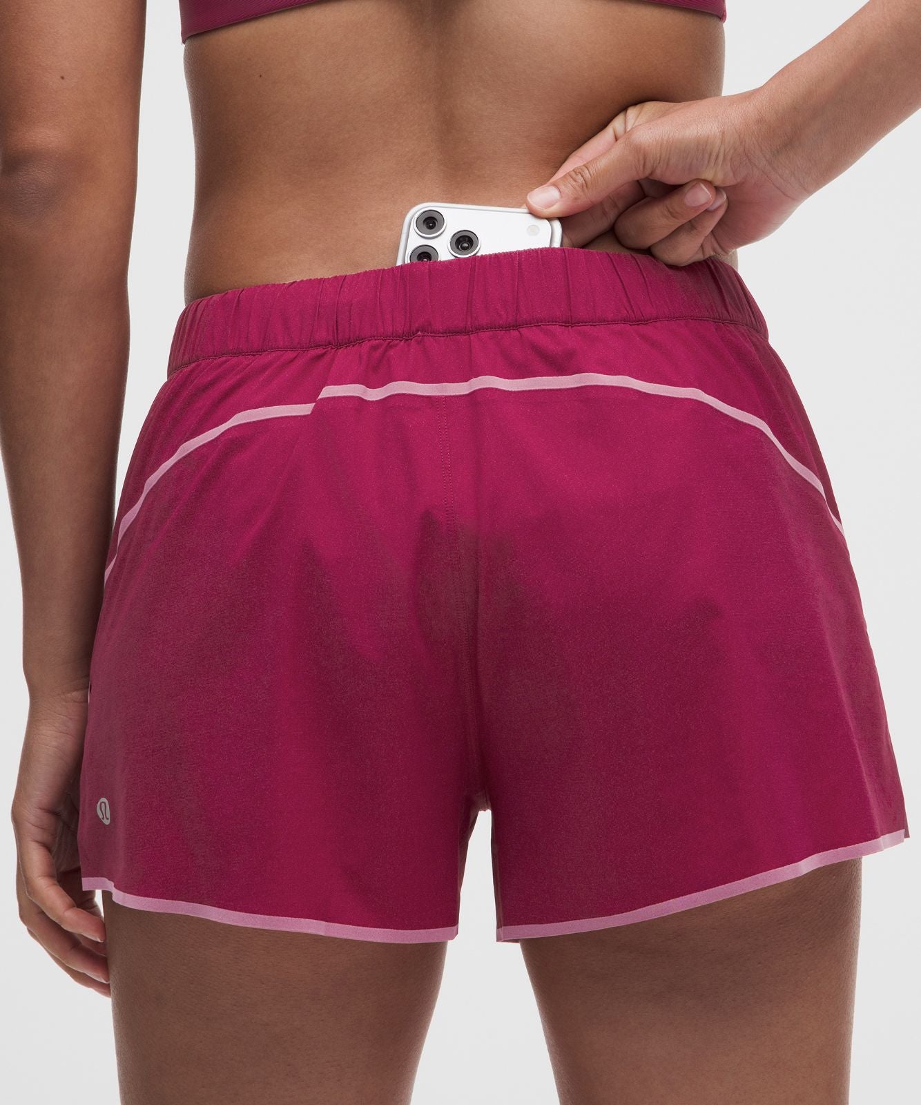 Two-Toned Mid-Rise Track Short 3" Raspberry Rave/Flamingo Fun Tone