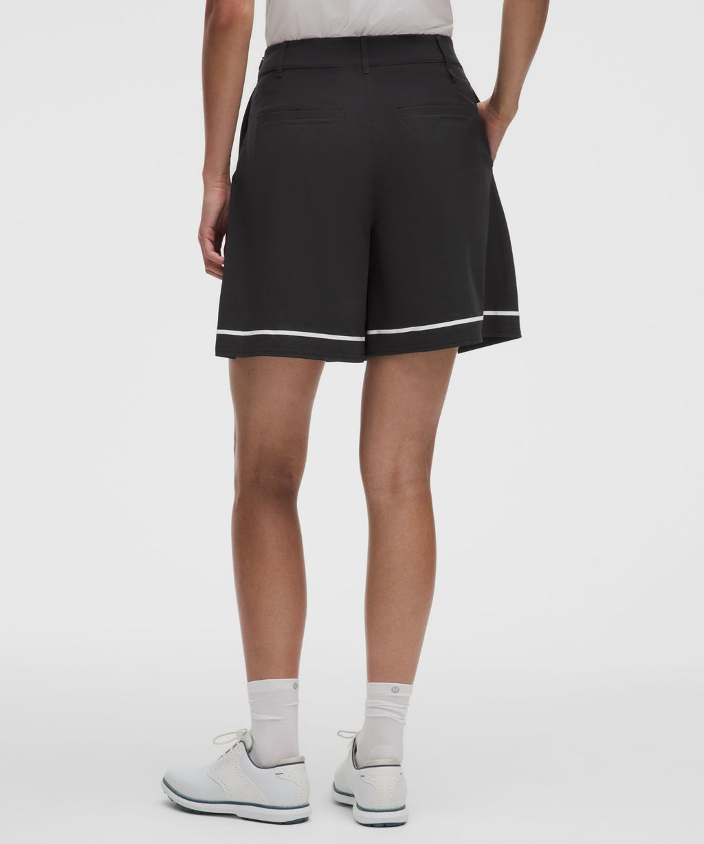 Box-Pleat High-Rise Golf Short 7" Black/White