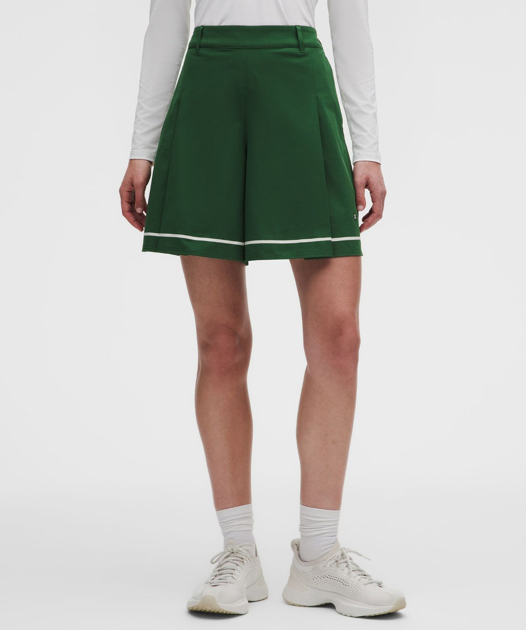 Box-Pleat High-Rise Golf Short 7" Ivy Grove/Light Ivory