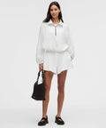 Seersucker WovenAir High-Rise Pleated Short 3.5" White/White