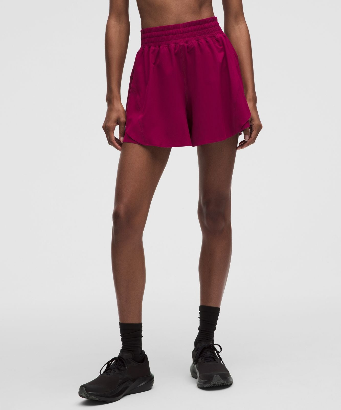 Shake It Out High-Rise Running Short 4" Raspberry Rave