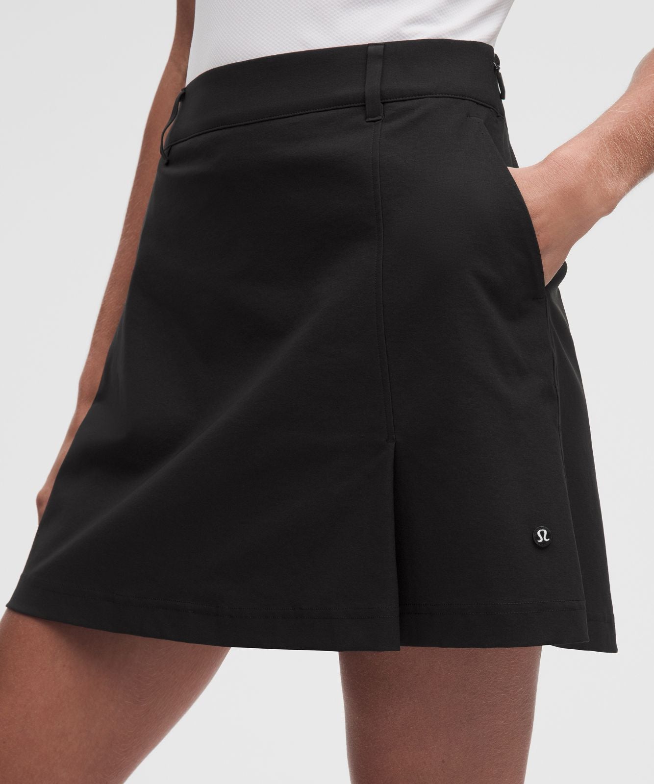 Stretch Twill Front Pleat Golf Skirt *Embroidered Logo Black