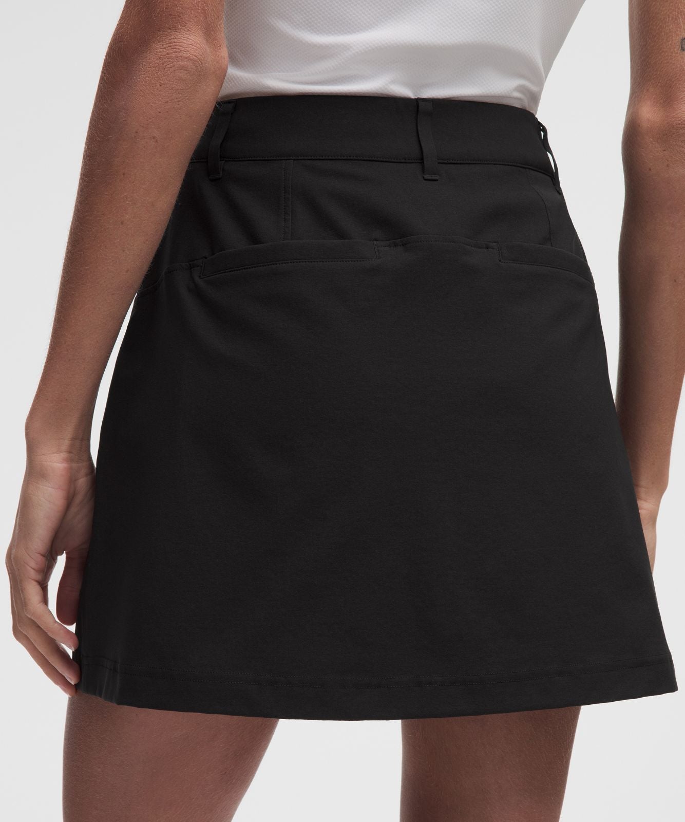Stretch Twill Front Pleat Golf Skirt *Embroidered Logo Black