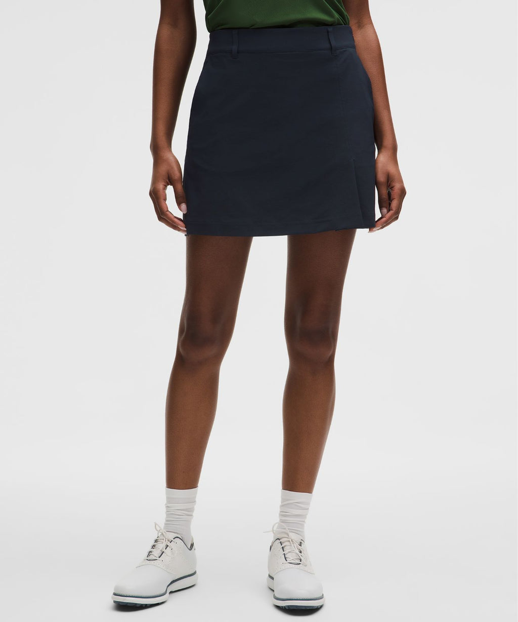 Stretch Twill Front Pleat Golf Skirt *Embroidered Logo True Navy