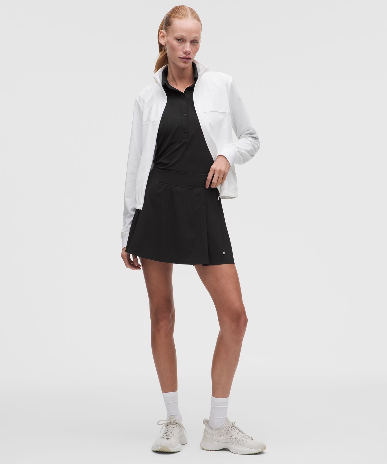 A-Line Side-Pleat Tennis Skirt Black