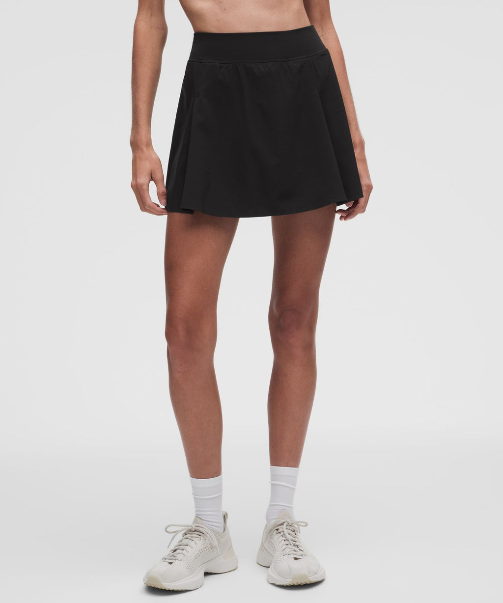 A-Line Side-Pleat Tennis Skirt Black