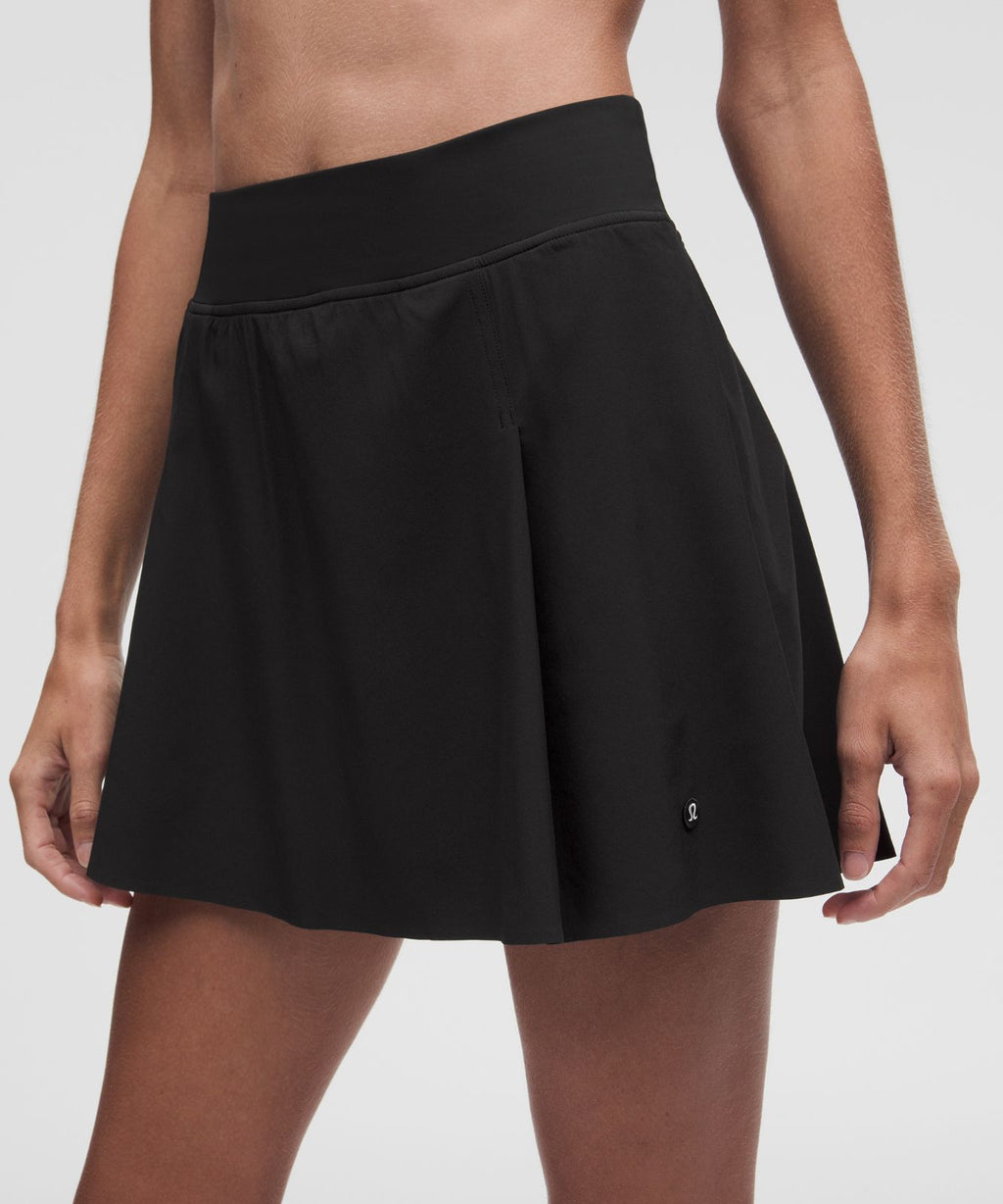 A-Line Side-Pleat Tennis Skirt Black