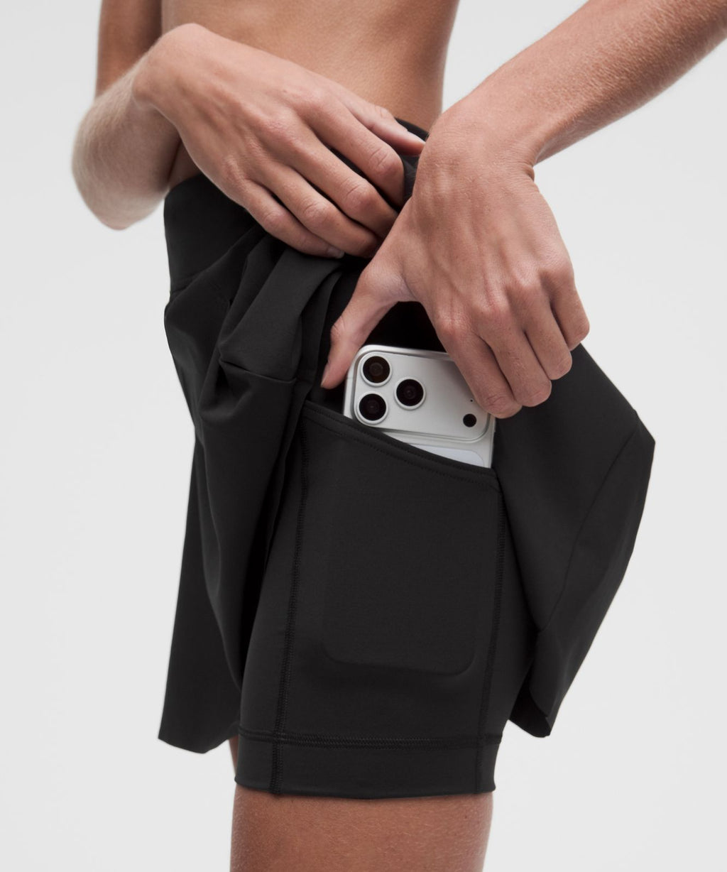 A-Line Side-Pleat Tennis Skirt Black