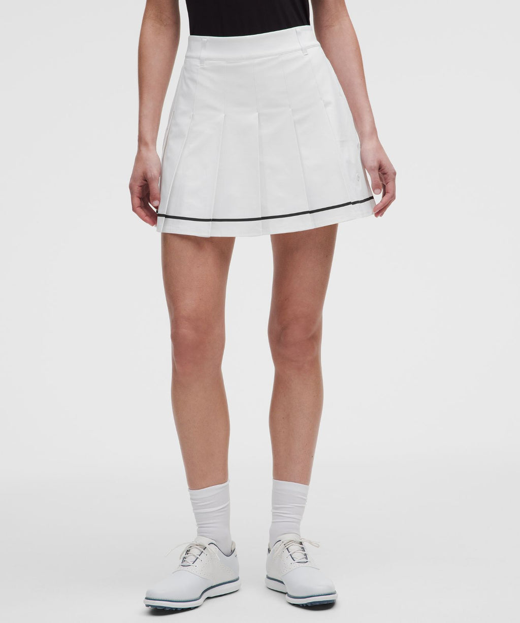 Box-Pleat High-Rise A-line Golf Skirt White/Black